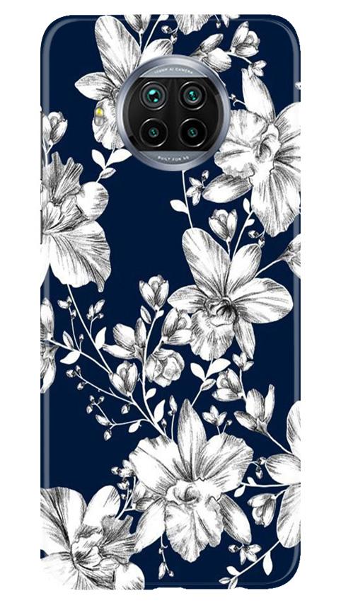 White flowers Blue Background Mobile Back Case for Xiaomi Mi 10i (Design - 14) White flowers Blue Background Case for Xiaomi Mi 10i