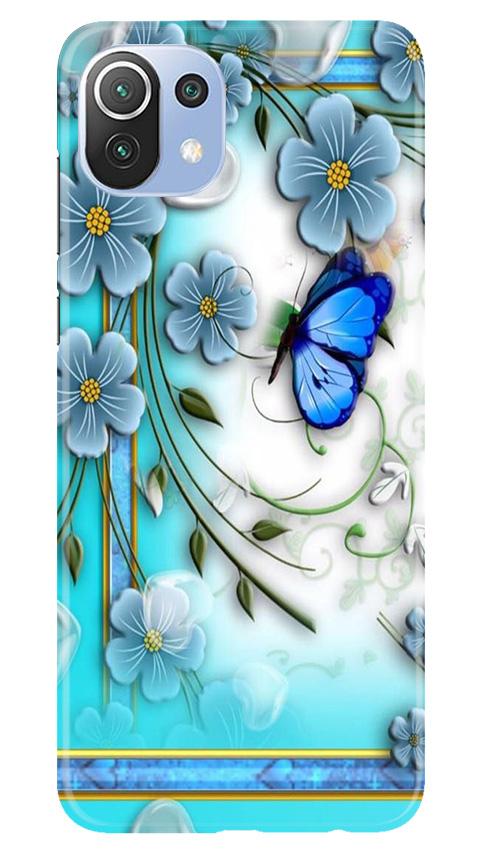 Blue Butterfly Mobile Back Case for Mi 11 Lite 5G (Design - 21) Blue Butterfly Case for Mi 11 Lite 5G