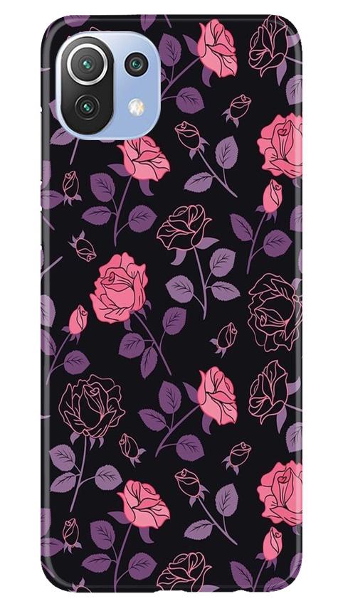 Rose Black Background Mobile Back Case for Mi 11 Lite 5G (Design - 27) Rose Black Background Case for Mi 11 Lite 5G