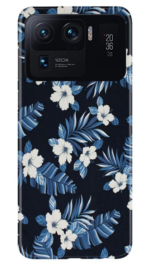 White flowers Blue Background2 Mobile Back Case for Mi 11 Ultra (Design - 15) White flowers Blue Background2 Case for Mi 11 Ultra