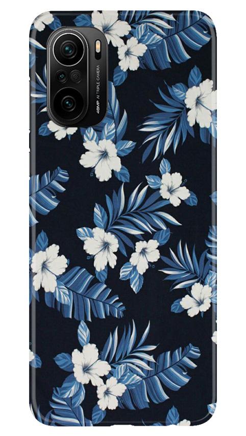 White flowers Blue Background2 Mobile Back Case for Mi 11X 5G (Design - 15) White flowers Blue Background2 Case for Mi 11X 5G