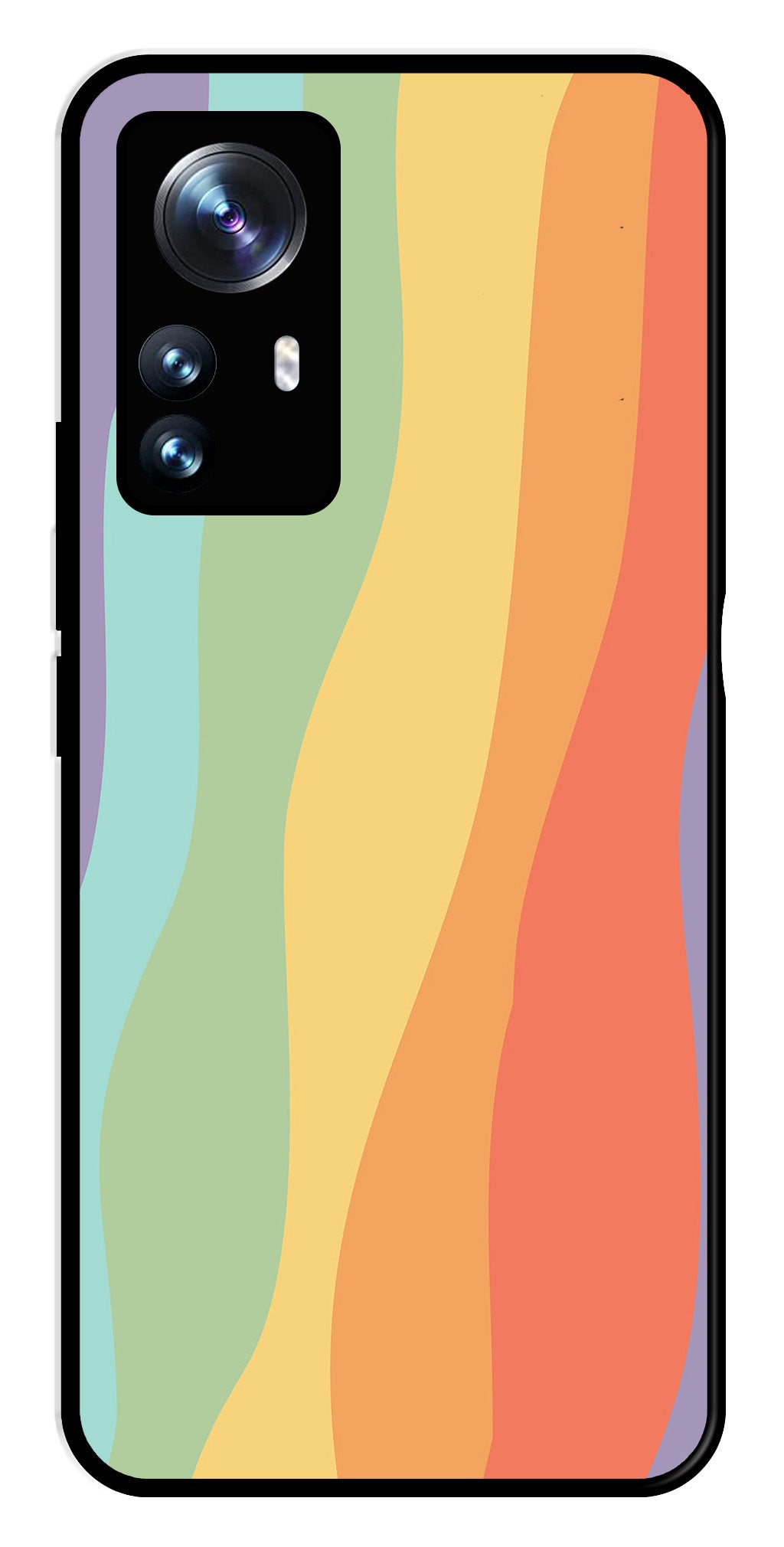 Muted Rainbow Metal Mobile Case for Xiaomi 12 Pro 5G Muted Rainbow Metal Mobile Case for Xiaomi 12 Pro 5G (Design No -02)