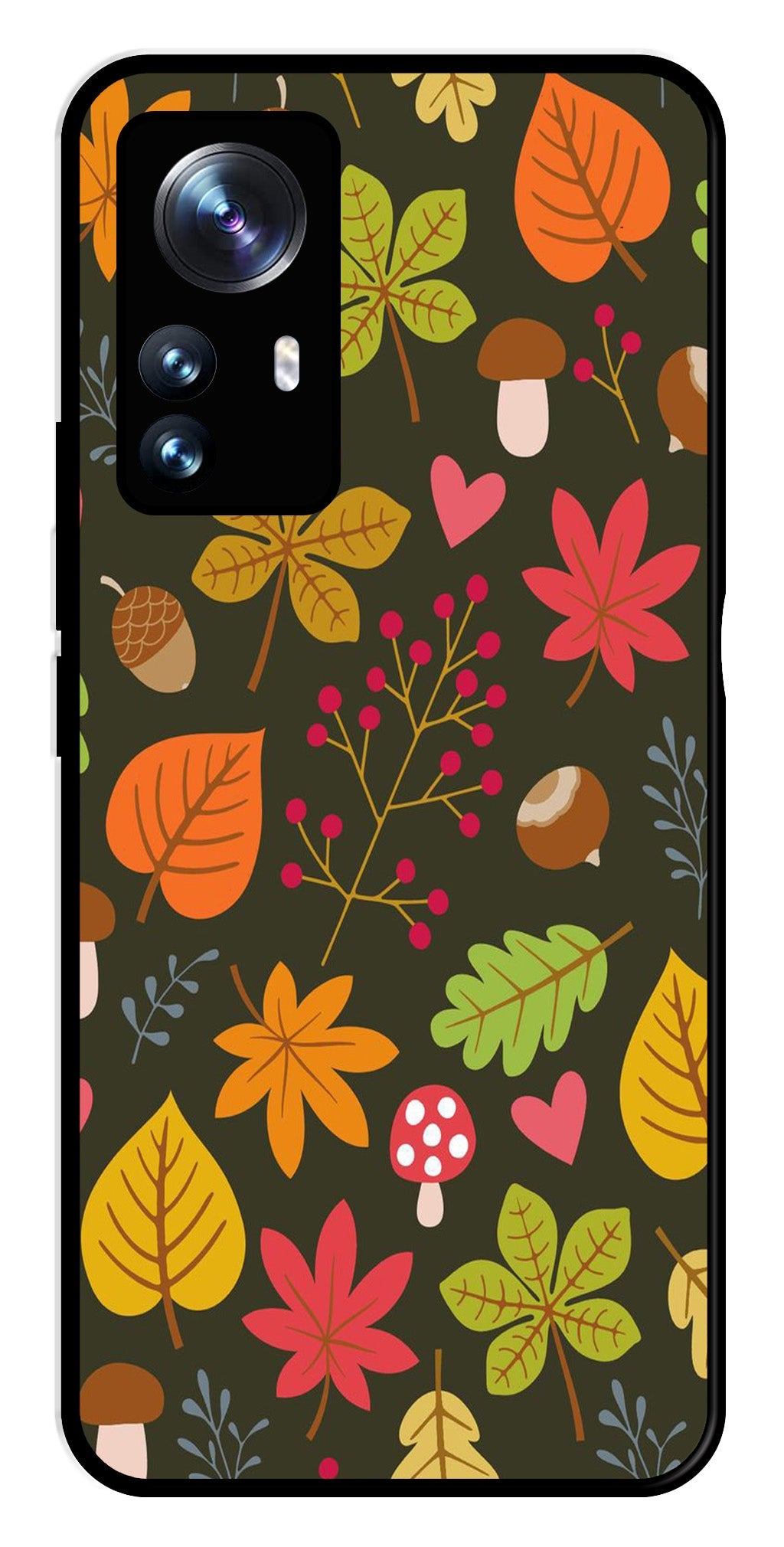 Leaves Design Metal Mobile Case for Xiaomi 12 Pro 5G (Design No -51)