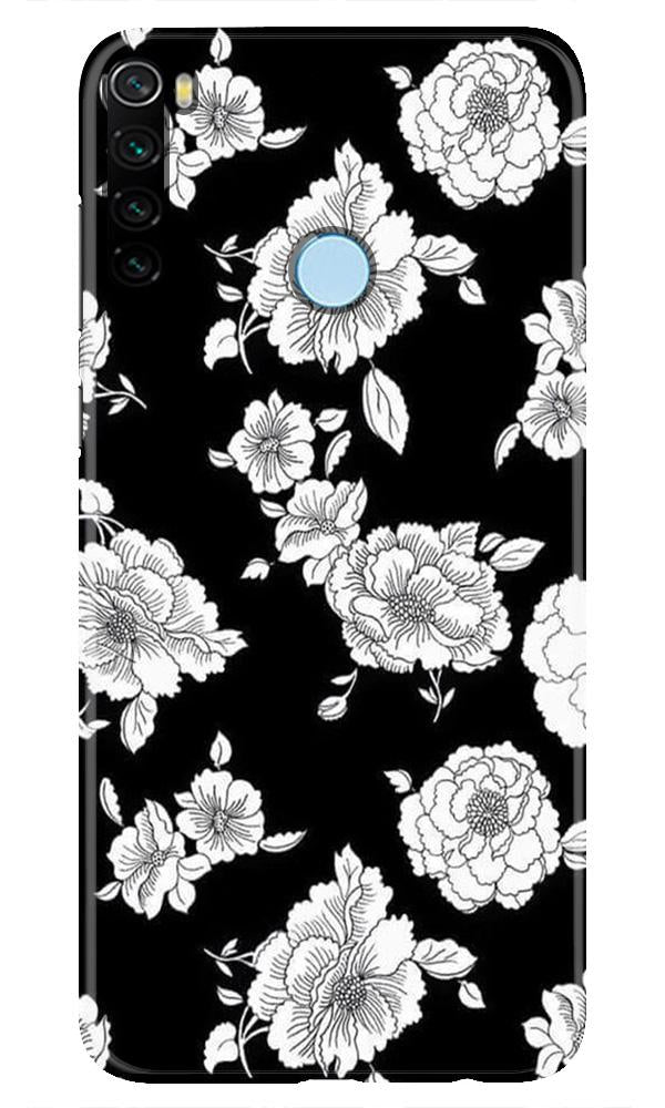White flowers Black Background Mobile Back Case for Xiaomi Redmi Note 8 (Design - 9) White flowers Black Background Case for Xiaomi Redmi Note 8