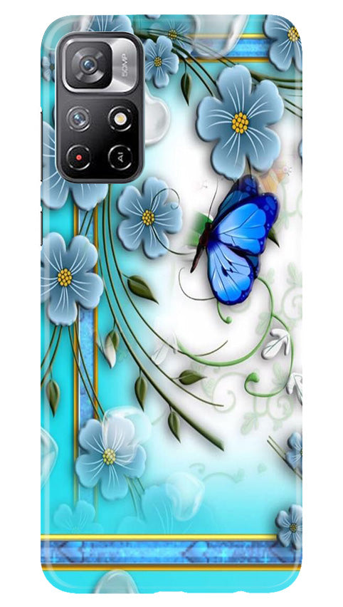 Blue Butterfly Mobile Back Case for Redmi Note 11 (Design - 21) Blue Butterfly Case for Redmi Note 11