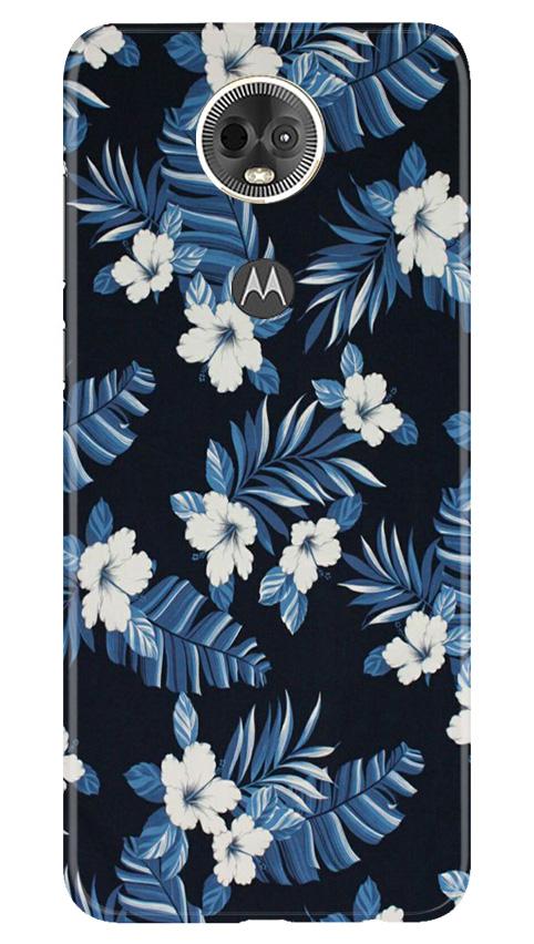 White flowers Blue Background2 Mobile Back Case for Moto E5 Plus (Design - 15) White flowers Blue Background2 Case for Moto E5 Plus