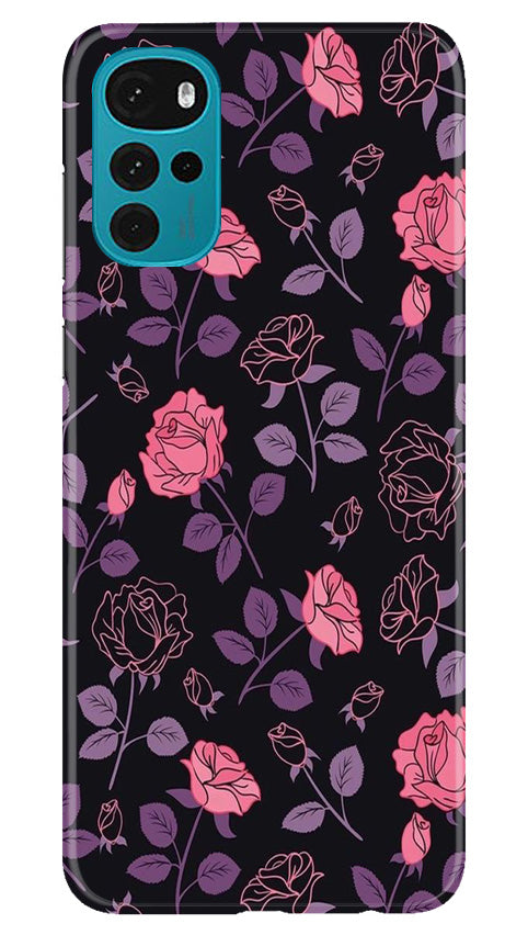 Rose Black Background Mobile Back Case for Moto G22 (Design - 27) Rose Black Background Case for Moto G22