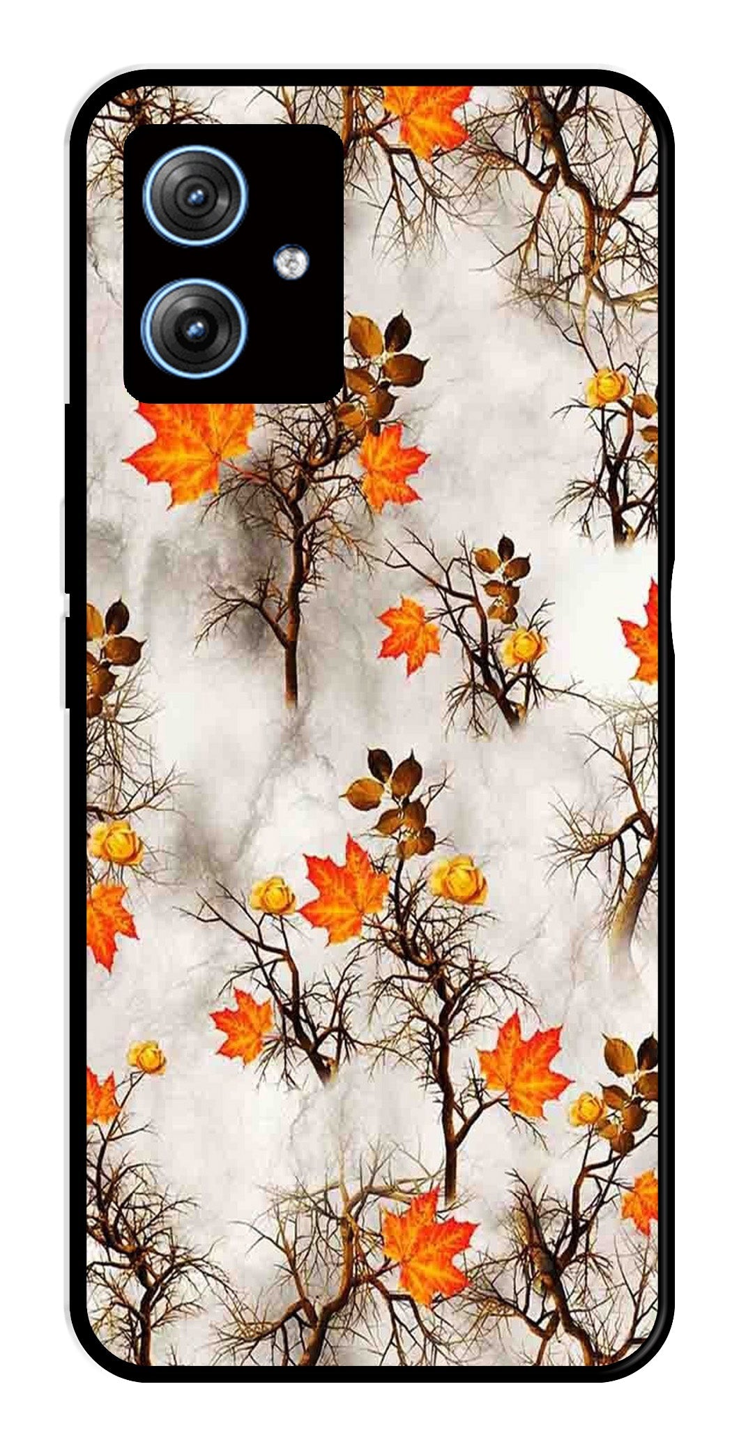 Autumn leaves Metal Mobile Case for Moto G54 5G (Design No -55)