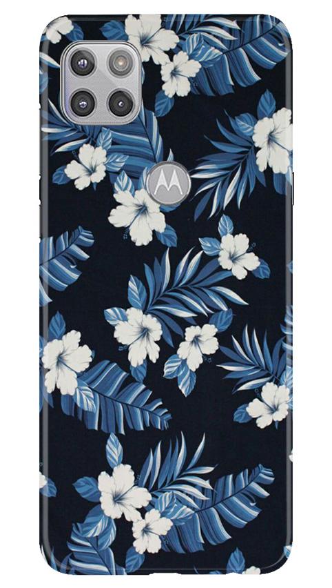 White flowers Blue Background2 Mobile Back Case for Moto G 5G (Design - 15) White flowers Blue Background2 Case for Moto G 5G