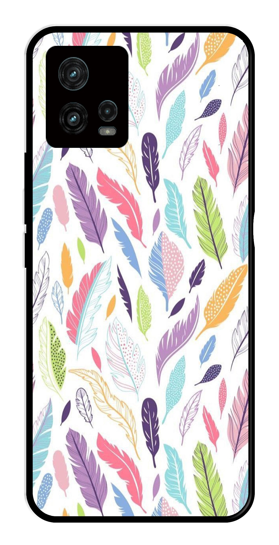 Colorful Feathers Metal Mobile Case for Moto Edge 30 Ultra 5G Colorful Feathers Metal Mobile Case for Moto Edge 30 Ultra 5G (Design No -06)
