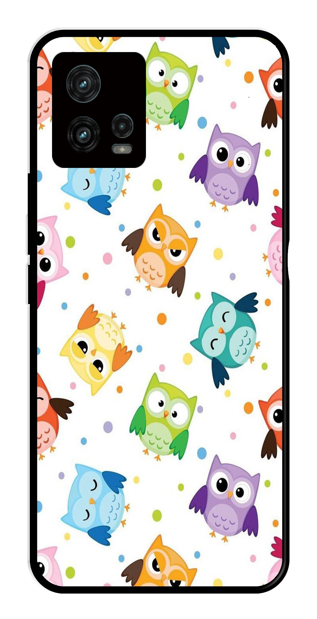 Owls Pattern Metal Mobile Case for Moto Edge 30 Fusion 5G Owls Pattern Metal Mobile Case for Moto Edge 30 Fusion 5G (Design No -20)