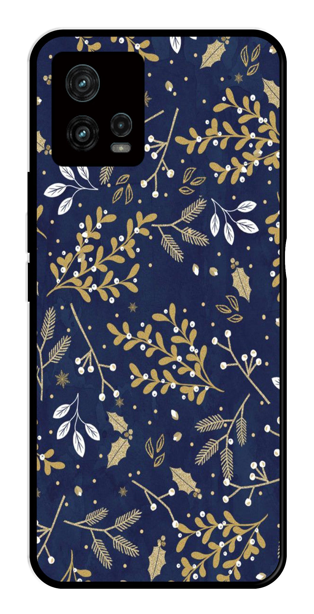 Floral Pattern Metal Mobile Case for Moto Edge 30 Ultra 5G (Design No -52)