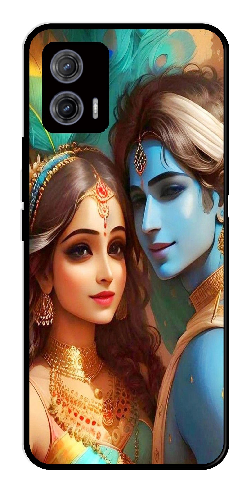 Lord Radha Krishna Metal Mobile Case for Moto G73 5G Lord Radha Krishna Metal Mobile Case for Moto G73 5G (Design No -01)