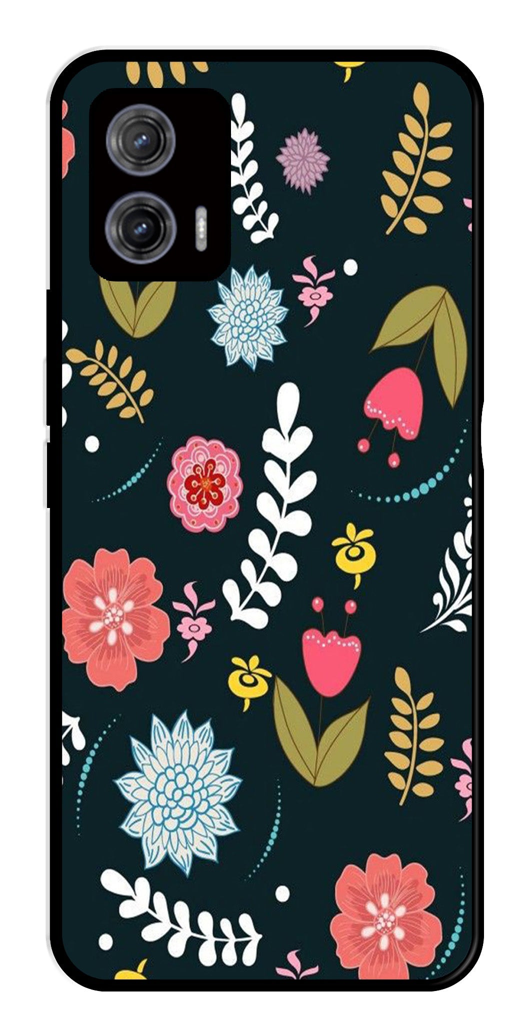 Floral Pattern2 Metal Mobile Case for Moto G73 5G Floral Pattern2 Metal Mobile Case for Moto G73 5G (Design No -12)
