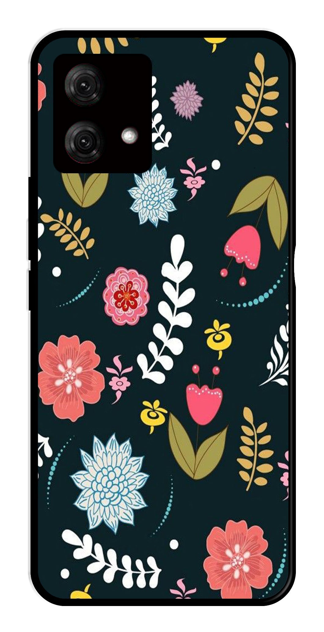 Floral Pattern2 Metal Mobile Case for Moto G84 5G Floral Pattern2 Metal Mobile Case for Moto G84 5G (Design No -12)