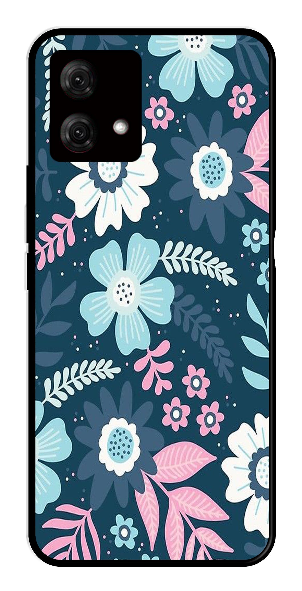 Flower Leaves Design Metal Mobile Case for Moto G84 5G Flower Leaves Design Metal Mobile Case for Moto G84 5G (Design No -50)