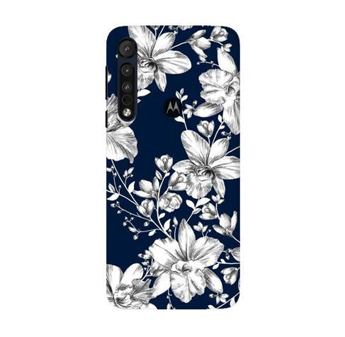White flowers Blue Background Mobile Back Case for Moto G8 Plus (Design - 14) White flowers Blue Background Case for Moto G8 Plus