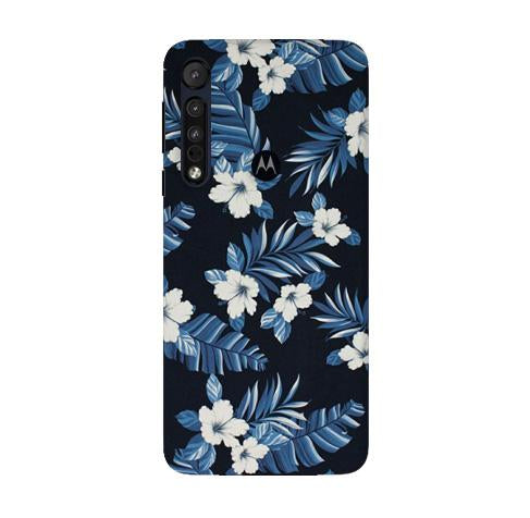 White flowers Blue Background2 Mobile Back Case for Moto G8 Plus (Design - 15) White flowers Blue Background2 Case for Moto G8 Plus