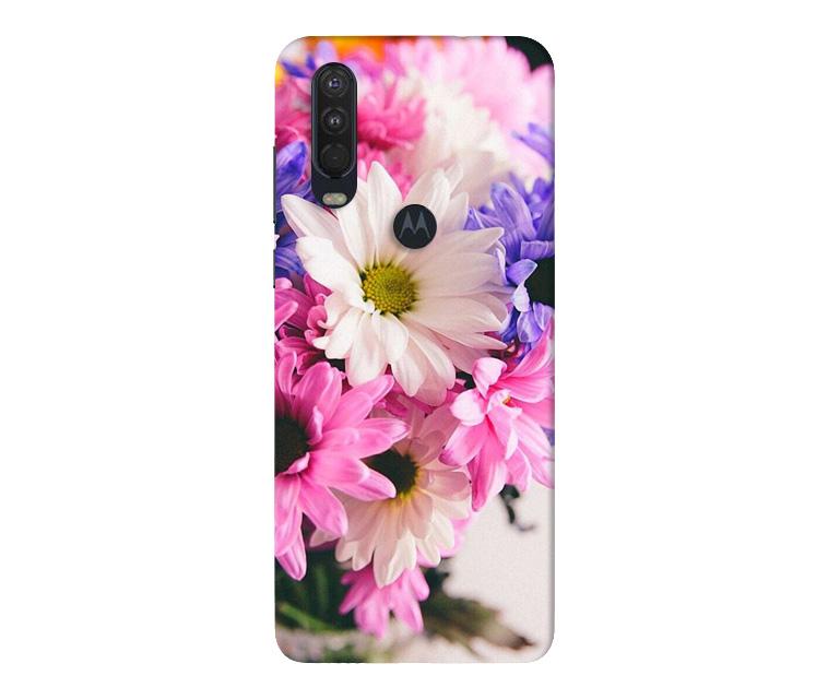 Coloful Daisy Mobile Back Case for Moto One Action (Design - 73) Coloful Daisy Case for Moto One Action
