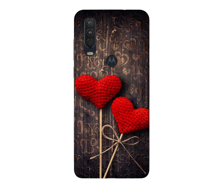 Red Hearts Mobile Back Case for Moto One Action (Design - 80) Red Hearts Case for Moto One Action