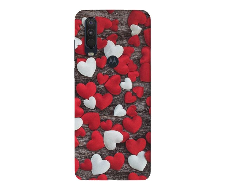 Red White Hearts Mobile Back Case for Moto One Action (Design - 105) Red White Hearts Case for Moto One Action (Design - 105)