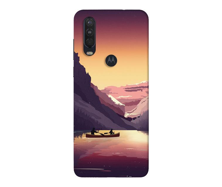 Mountains Boat Mobile Back Case for Moto One Action (Design - 181) Mountains Boat Case for Moto One Action (Design - 181)