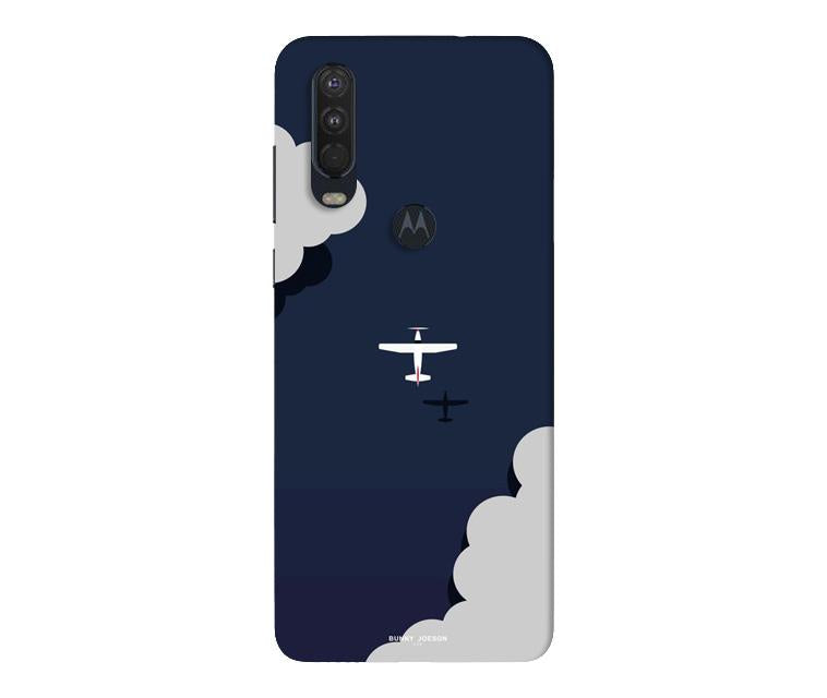 Clouds Plane Mobile Back Case for Moto One Action (Design - 196) Clouds Plane Case for Moto One Action (Design - 196)