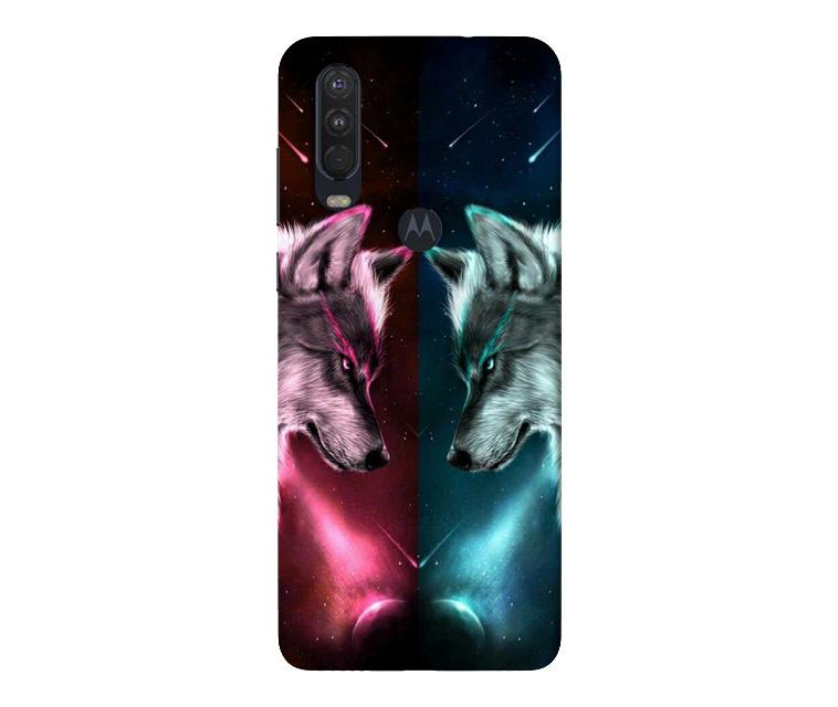 Wolf fight Mobile Back Case for Moto One Action (Design - 221) Wolf fight Case for Moto One Action (Design No. 221)