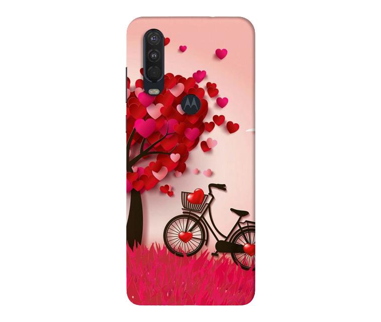 Red Heart Cycle Mobile Back Case for Moto One Action (Design - 222) Red Heart Cycle Case for Moto One Action (Design No. 222)