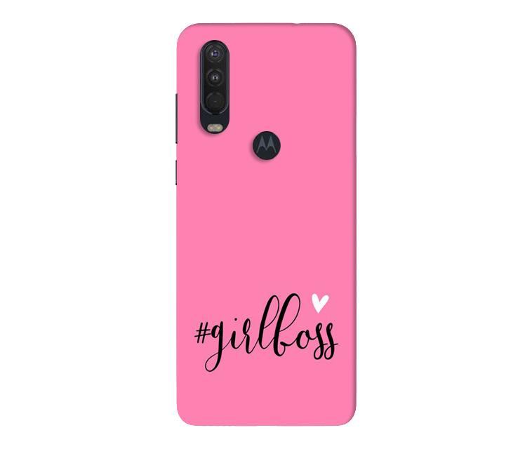 Girl Boss Pink Mobile Back Case for Moto One Action (Design - 269) Girl Boss Pink Case for Moto One Action (Design No. 269)