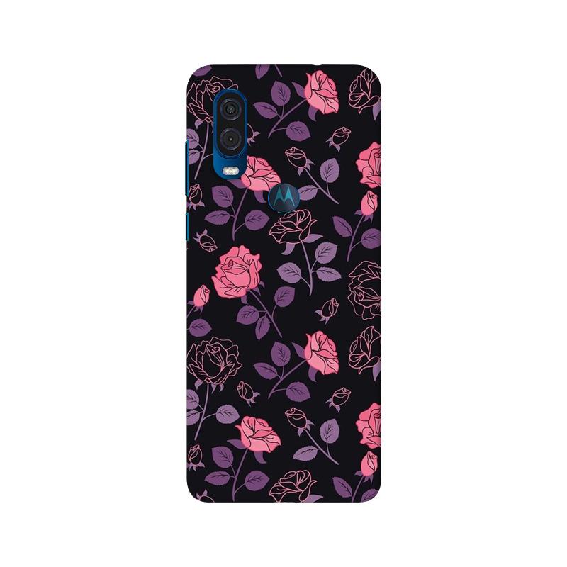 Rose Black Background Mobile Back Case for Moto One Vision (Design - 27) Rose Black Background Case for Moto One Vision