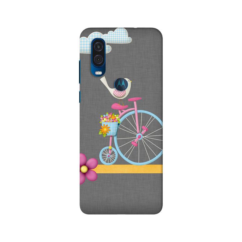 Sparron with cycle Mobile Back Case for Moto One Vision (Design - 34) Sparron with cycle Case for Moto One Vision