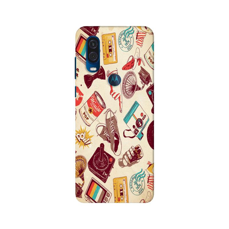 Vintage Mobile Back Case for Moto One Vision (Design - 35) Vintage Case for Moto One Vision