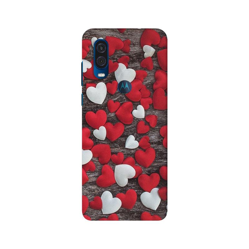 Red White Hearts Mobile Back Case for Moto One Vision (Design - 105) Red White Hearts Case for Moto One Vision (Design - 105)
