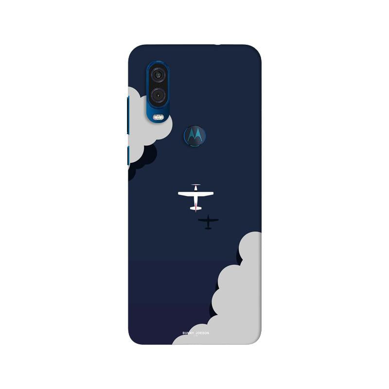 Clouds Plane Mobile Back Case for Moto One Vision (Design - 196) Clouds Plane Case for Moto One Vision (Design - 196)
