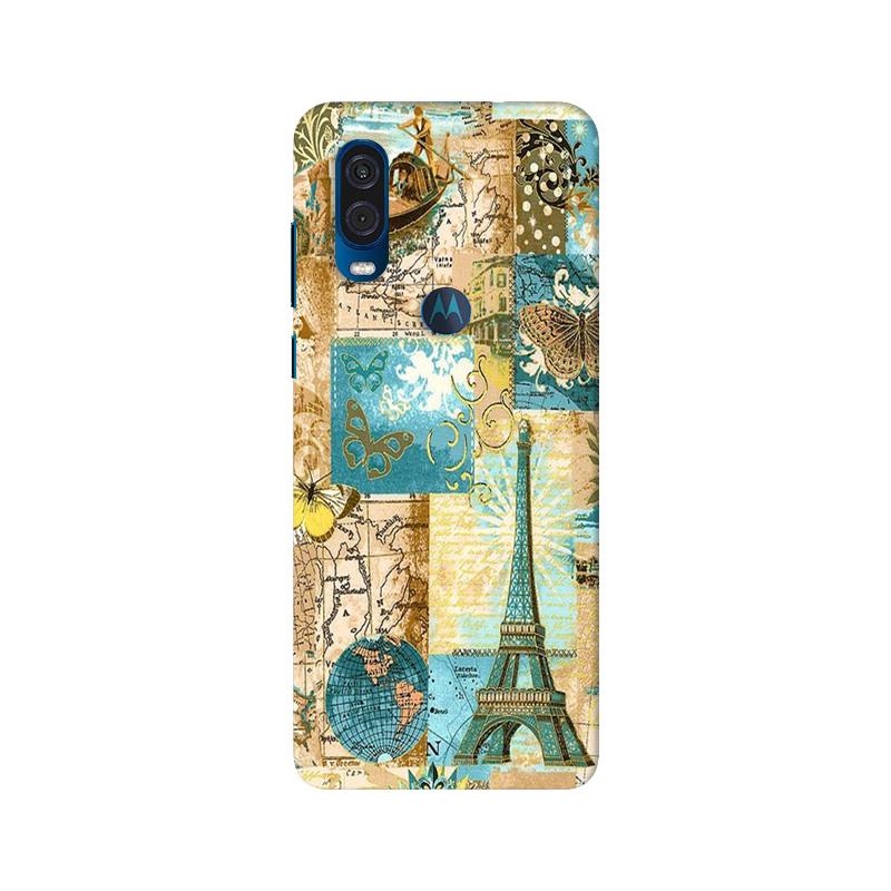 Travel Eiffel Tower Mobile Back Case for Moto One Vision (Design - 206) Travel Eiffel Tower Case for Moto One Vision (Design No. 206)
