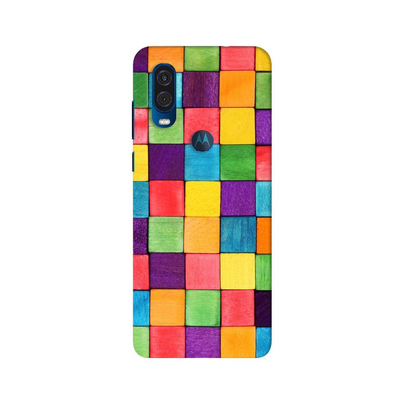 Colorful Square Mobile Back Case for Moto One Vision (Design - 218) Colorful Square Case for Moto One Vision (Design No. 218)