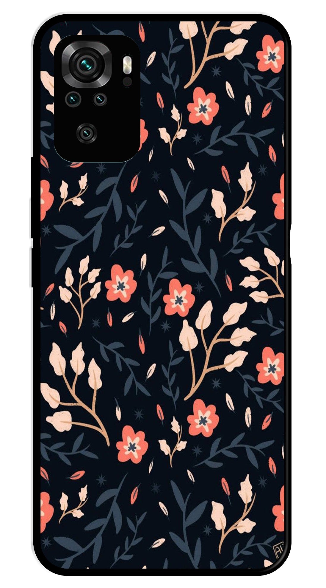 Floral Pattern Metal Mobile Case for Redmi Note 10 Floral Pattern Metal Mobile Case for Redmi Note 10 (Design No -10)