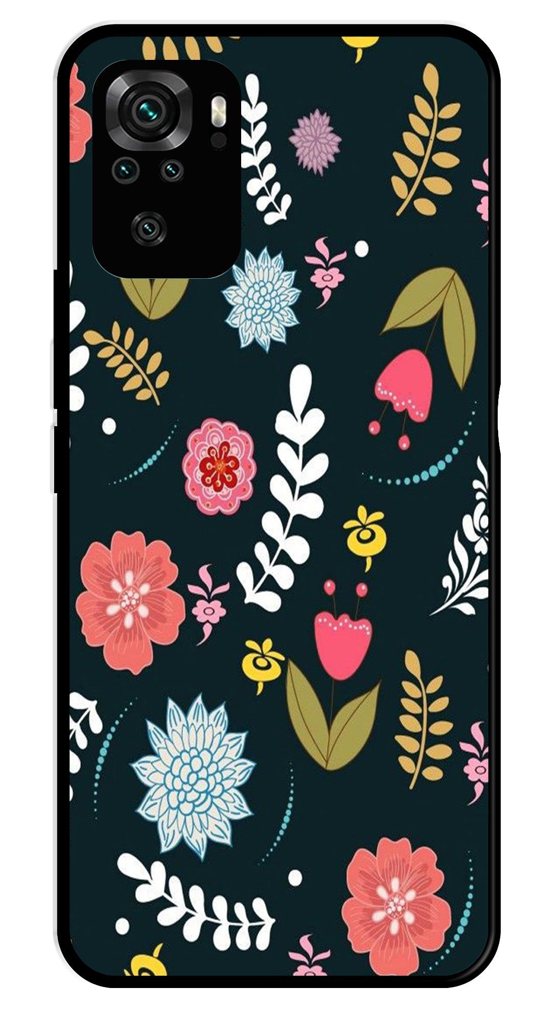 Floral Pattern2 Metal Mobile Case for Redmi Note 10 Floral Pattern2 Metal Mobile Case for Redmi Note 10 (Design No -12)