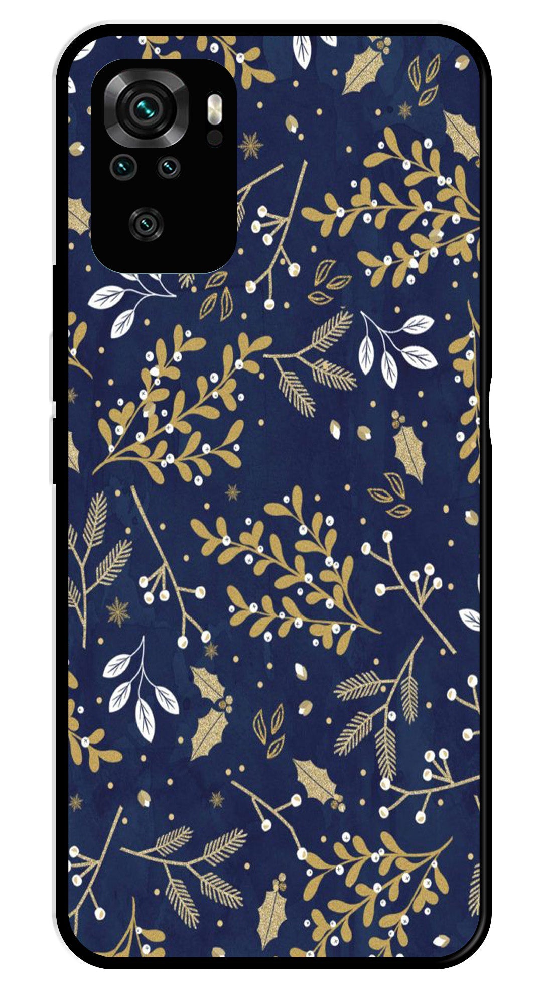 Floral Pattern Metal Mobile Case for Redmi Note 10 (Design No -52)