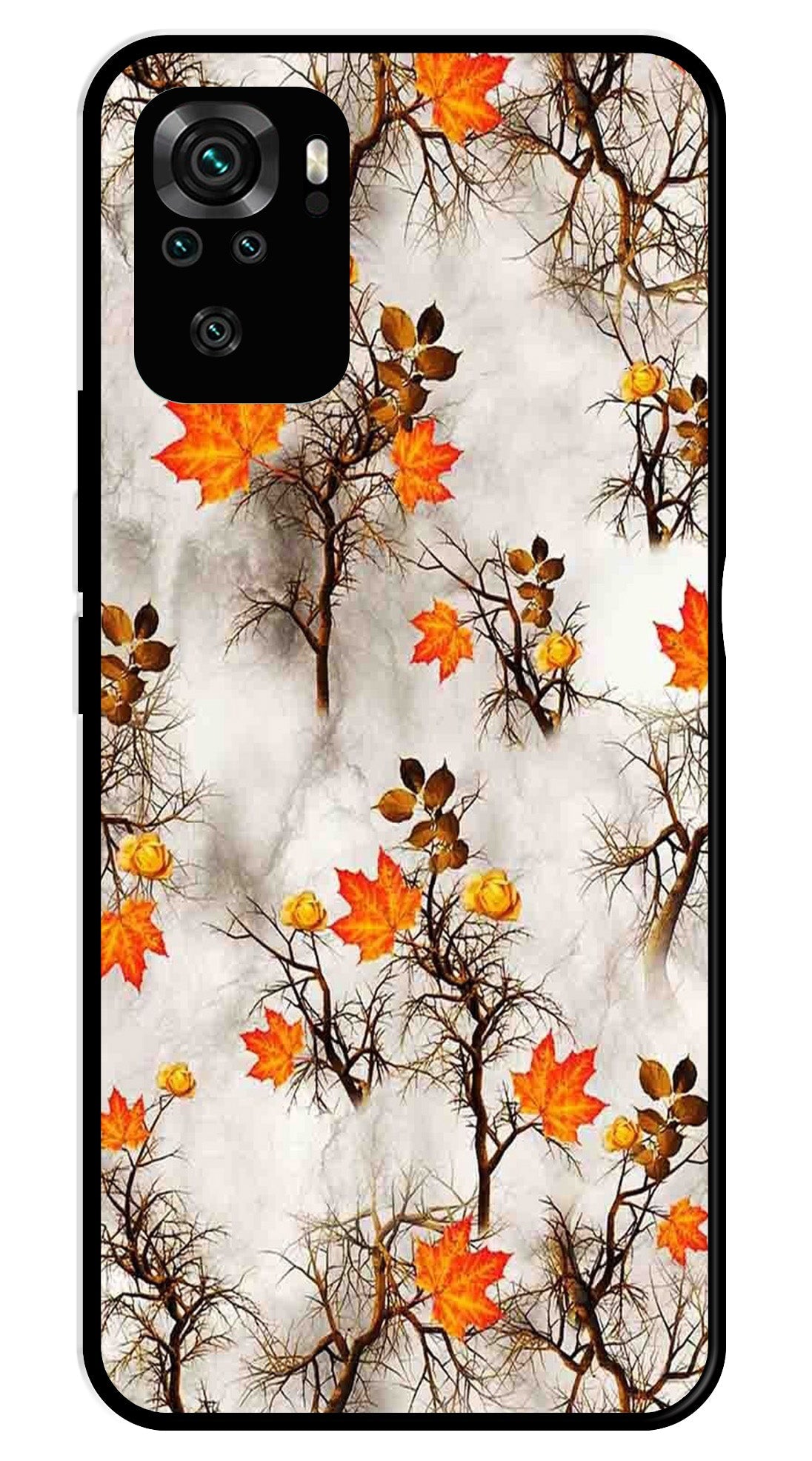 Autumn leaves Metal Mobile Case for Redmi Note 10 (Design No -55)