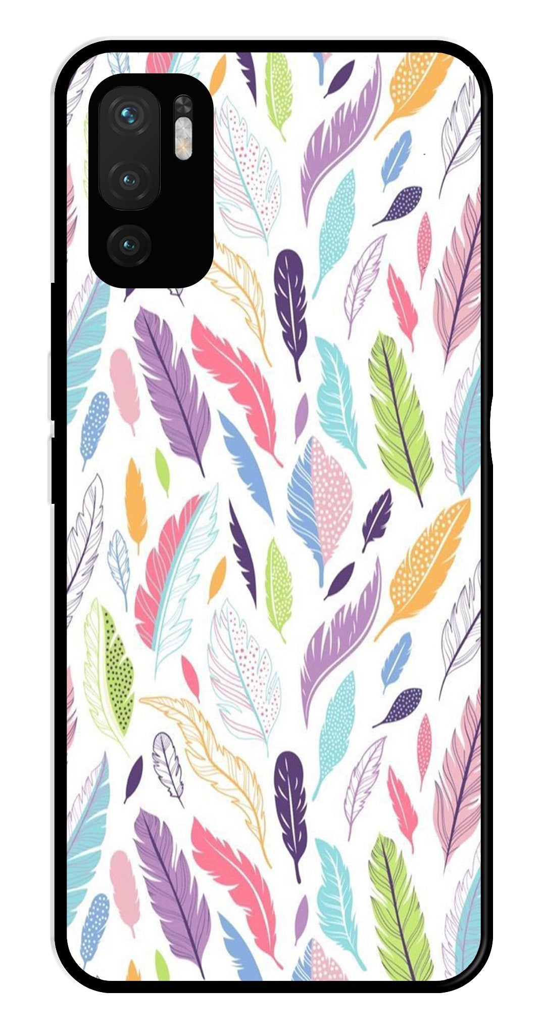 Colorful Feathers Metal Mobile Case for Redmi Note 10 5G Colorful Feathers Metal Mobile Case for Redmi Note 10 5G (Design No -06)