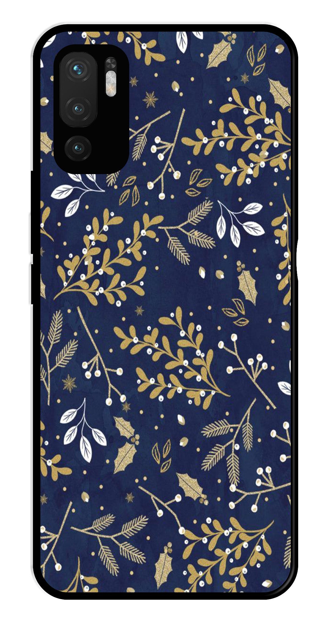 Floral Pattern Metal Mobile Case for Redmi Note 10 5G (Design No -52)