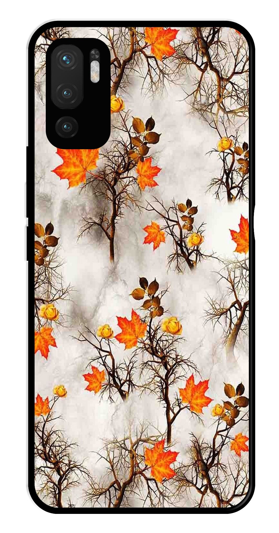 Autumn leaves Metal Mobile Case for Redmi Note 10 5G Autumn leaves Metal Mobile Case for Redmi Note 10 5G (Design No -55)