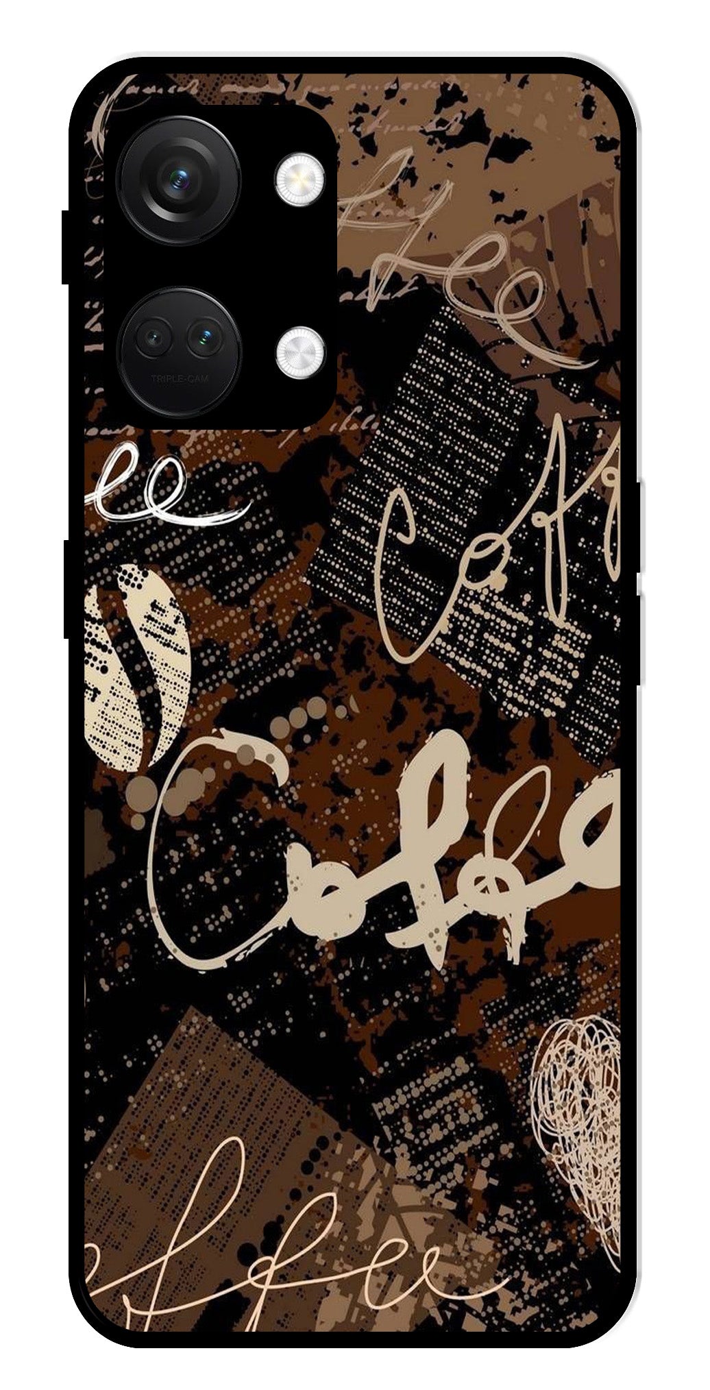 Coffee Pattern Metal Mobile Case for OnePlus Nord 3 5G Coffee Pattern Metal Mobile Case for OnePlus Nord 3 5G
