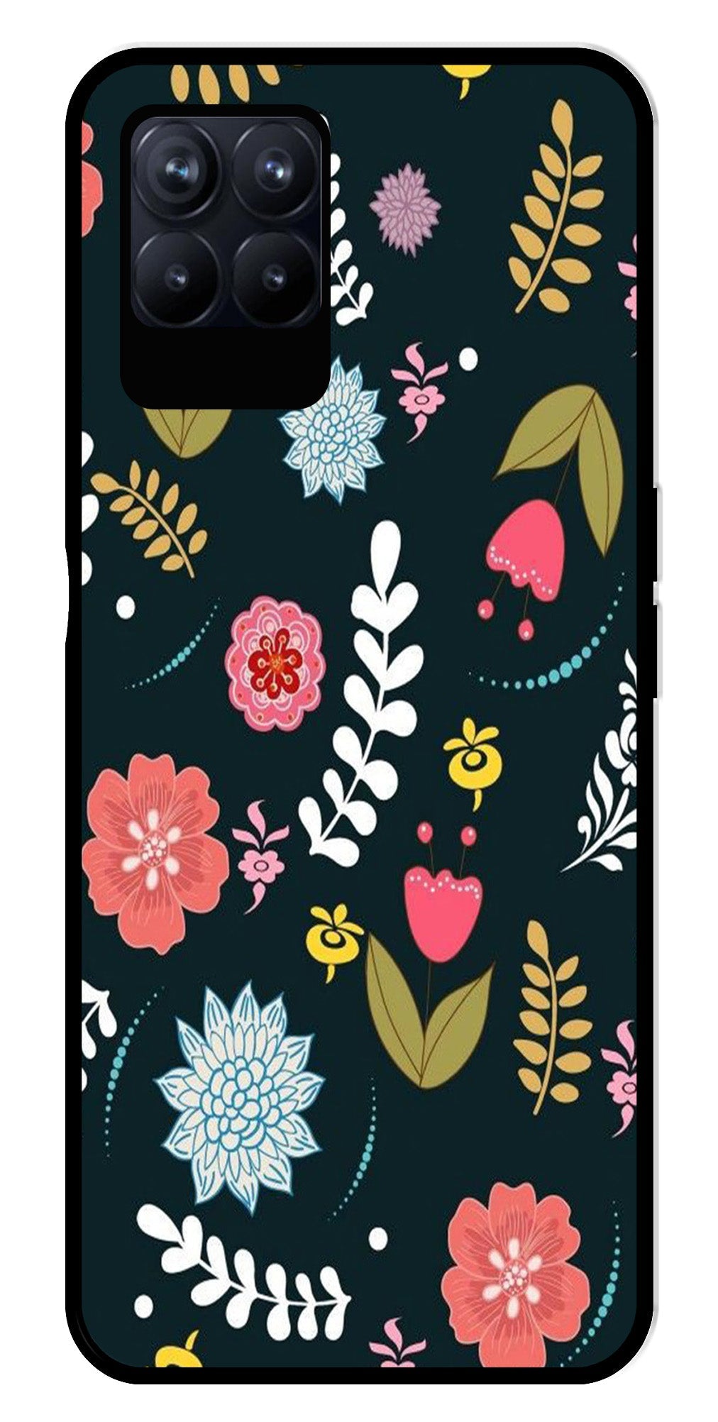 Floral Pattern2 Metal Mobile Case for Realme Narzo 50 50 Floral Pattern2 Metal Mobile Case for Realme Narzo 50 50 (Design No -12)