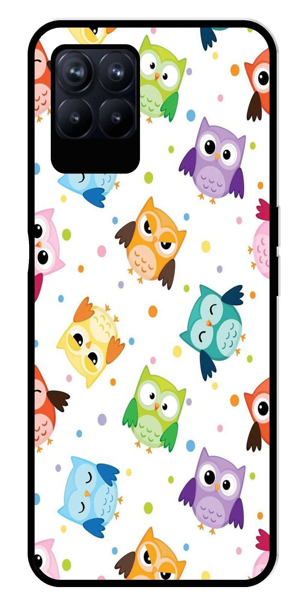 Owls Pattern Metal Mobile Case for Realme Narzo 50 50 Owls Pattern Metal Mobile Case for Realme Narzo 50 50 (Design No -20)
