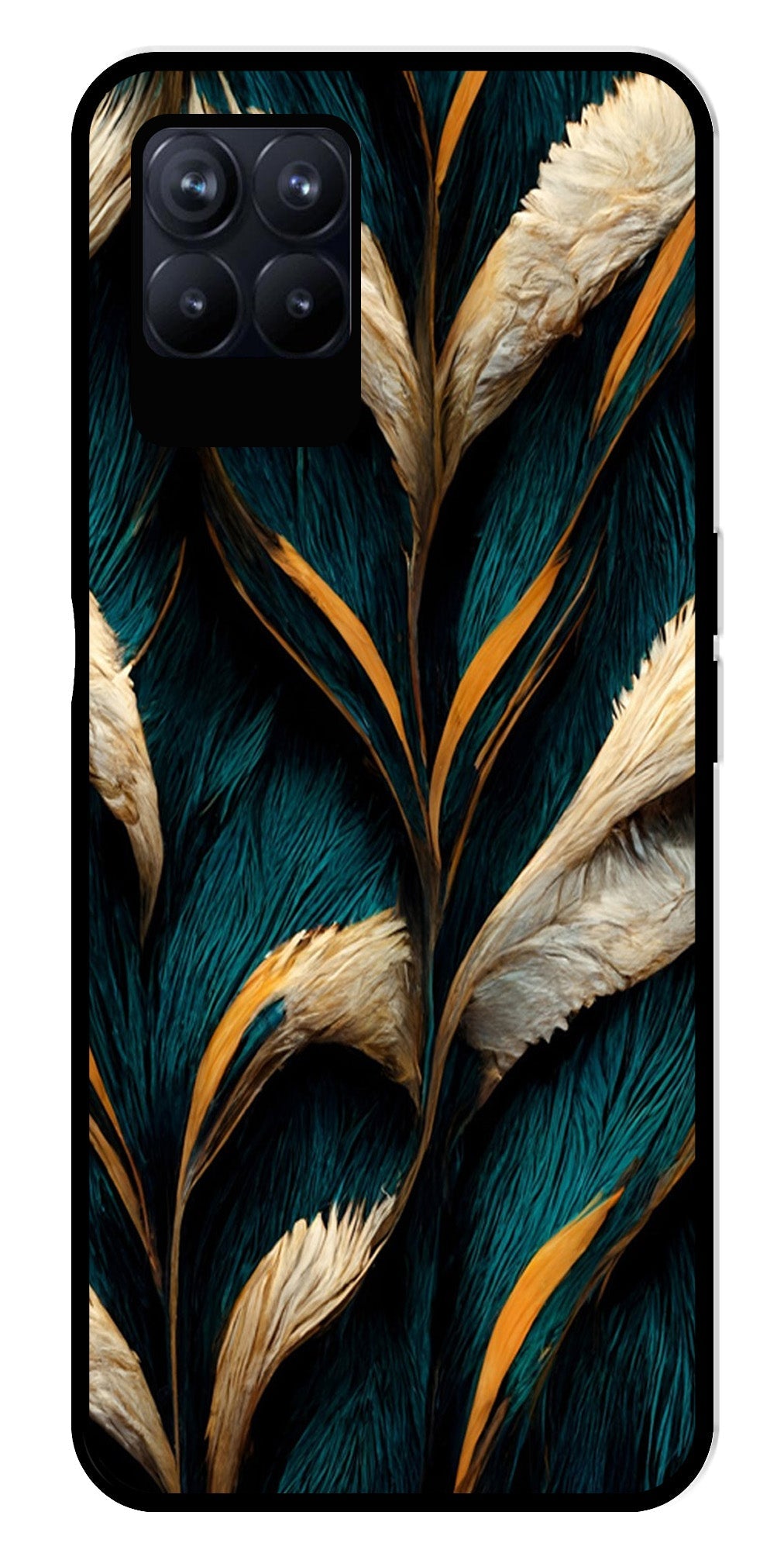 Feathers Metal Mobile Case for Realme Narzo 50 50 Feathers Metal Mobile Case for Realme Narzo 50 50 (Design No -30)