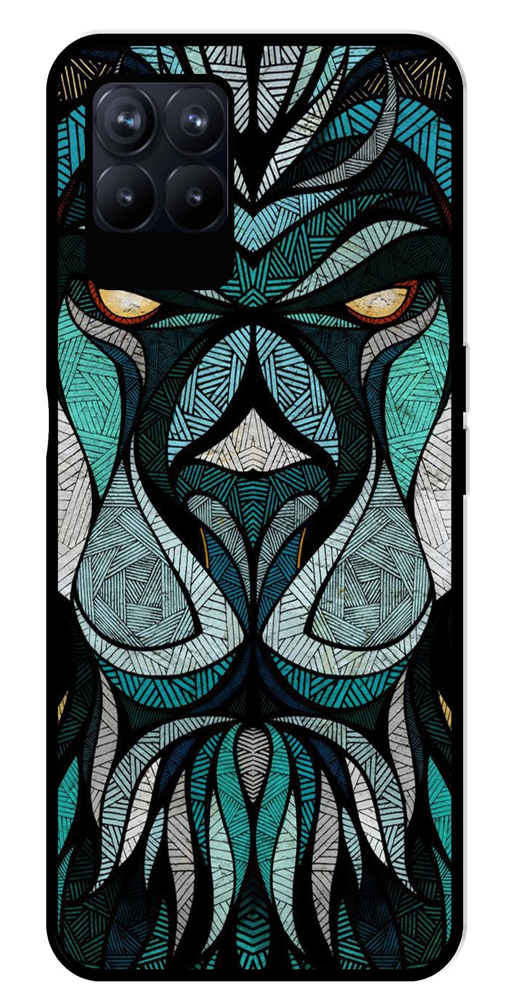 Lion Pattern Metal Mobile Case for Realme Narzo 50 50 Lion Pattern Metal Mobile Case for Realme Narzo 50 50 (Design No -40)