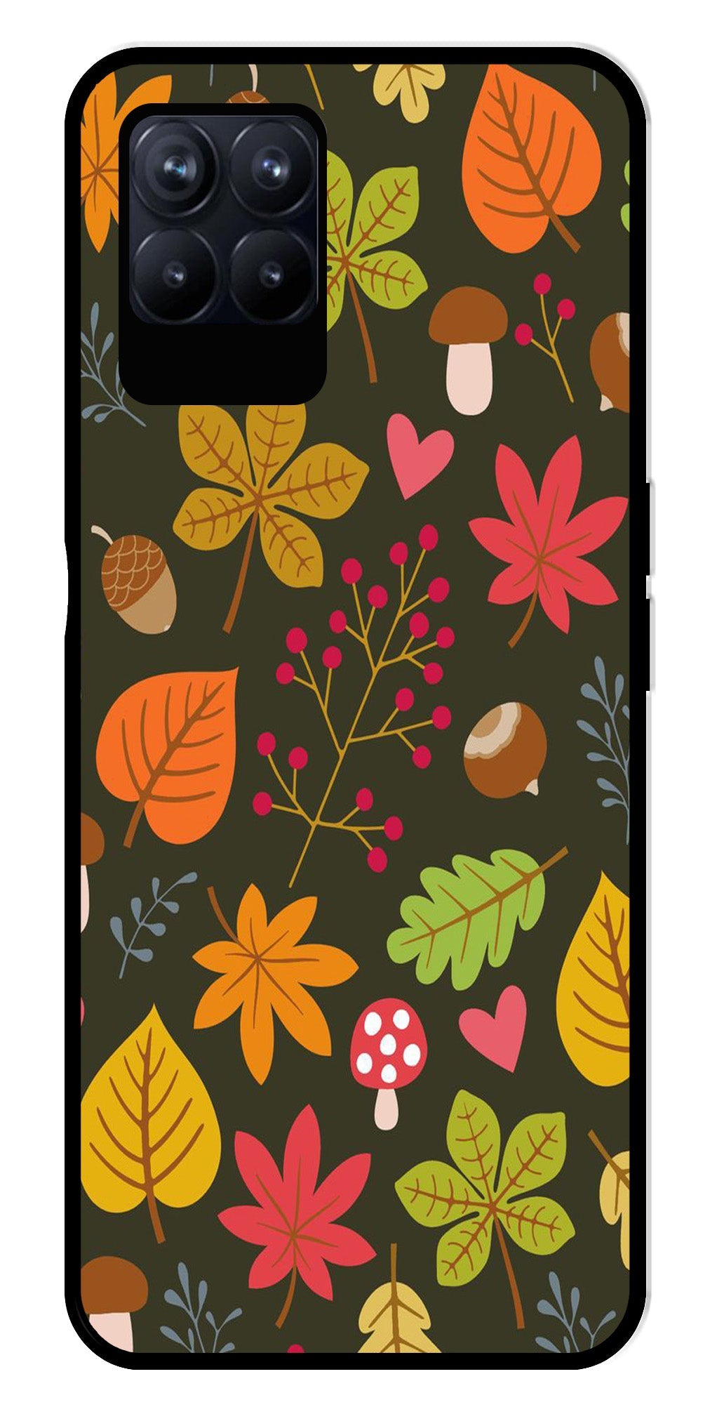 Leaves Design Metal Mobile Case for Realme Narzo 50 50 Leaves Design Metal Mobile Case for Realme Narzo 50 50 (Design No -51)